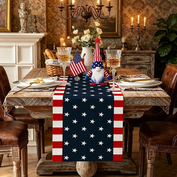 4th of July Decorations - Patriotic USA Stars Table Runner for Home | Memorial Day Decorations - 250th Anniversary Fourth of July Accessories Decor Party Supplies Indoor