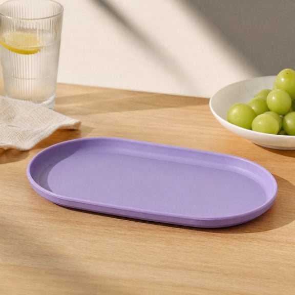 COM1950s Serving Tray, Serving Platter, Reusable Plastic Oval Tray, Stackable Space Saving Design, Multi Purpose Kitchen Dining Tray for Snacks Appetizers Desserts