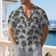 thumbnail image 4 of Mens Casual Manga Corta Botón Abajo Camisas con Estampado Floral Cuello Turndown, Camisas de Playa de Poliéster para el Uso Al Aire Libre de Verano, 4 of 9