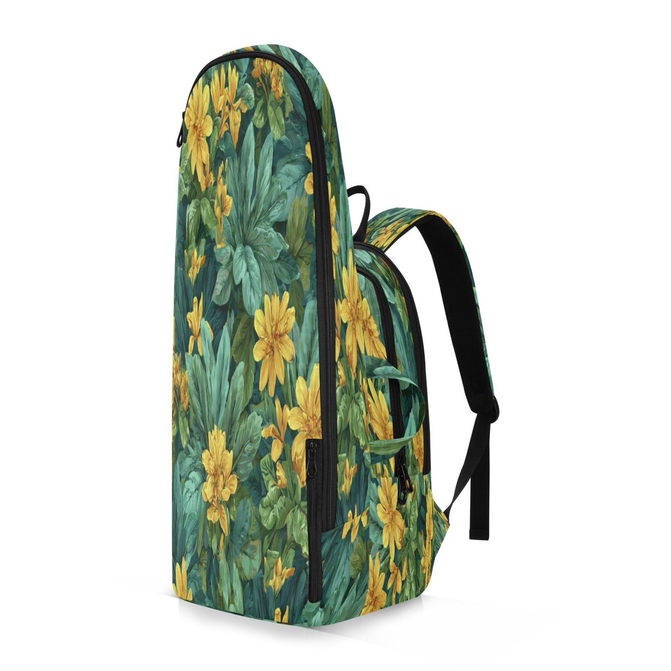 2 Racquet Holder Tennis Backpack Tennis Racket Covers Gym Bags Yellow Chrysanthemum