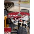 thumbnail image 4 of Outdoor Tablecloth with Umbrella Hole and Zipper, Red Christmas Snowman Square Table Cloth 54x54 Inch Waterproof Tablecloth, Xmas Truck Tree Snowflake Picnic Table Cover for Patio Camping, 4 of 7