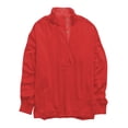 thumbnail image 2 of Sweatshirt for Women Oversized Casual Long Sleeve Button Henley Neck Pullover Tops Outfits Clothes Red S, 2 of 8