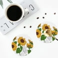 thumbnail image 4 of Sigee Plump Sunflower And Sketch for Water-Resistant, Heat-Resistant, Non-Slip Leather Coasters Set, Ideal for Coffee Table, Office, Bar, Home Decor-Round Shape, 4 of 6