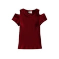 thumbnail image 1 of xiaxaixu Chemises pour Enfants, Manches Courtes Col Rond Tricot Fête de Rue Découpe Décontractée Printemps Été Hauts pour Filles, 1 of 8