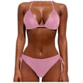 thumbnail image 2 of Women's Hot Halter Thong Bikini Tie Two Sides Bottom Triangle Bikini Swimsuits Pink M, 2 of 3