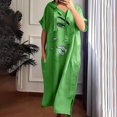 thumbnail image 1 of LOVZFMLL Fashion Women's Spring/Summer Temperament Short Sleeve V-Neck Dress Green L, 1 of 6