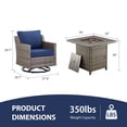thumbnail image 4 of Bellefurn 5 Pieces Patio Furniture Sets with Fire Pit Table,All-Weather High Back Swivel Chairs with 43" Fire Pit Table,Outdoor Patio Conversation Sets for Porch Deck Backyard, 4 of 14