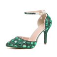 thumbnail image 4 of XIHAHA-Sandalias de tacón alto para mujer, zapatos de fiesta de Color, diseño Floral, con diamantes completos, 4 of 5