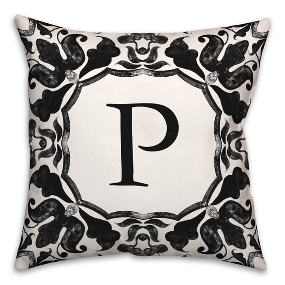 Creative Products P Monogram 18x18 Indoor / Outdoor Pillow