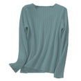 thumbnail image 4 of Vinsonshop V Neck Sweaters for Women Long Sleeve Ribbed Knit Tops Casual Pullover Basic Jumpers Fall Clothes Winter Warm Outfits Mint Green S, 4 of 5