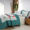 thumbnail image 3 of MarCielo  Handcrafted Christmas Patchwork Cotton Quilt Bedspread Set  3-Piece Vintage Style Holiday Bedding King, 3 of 5