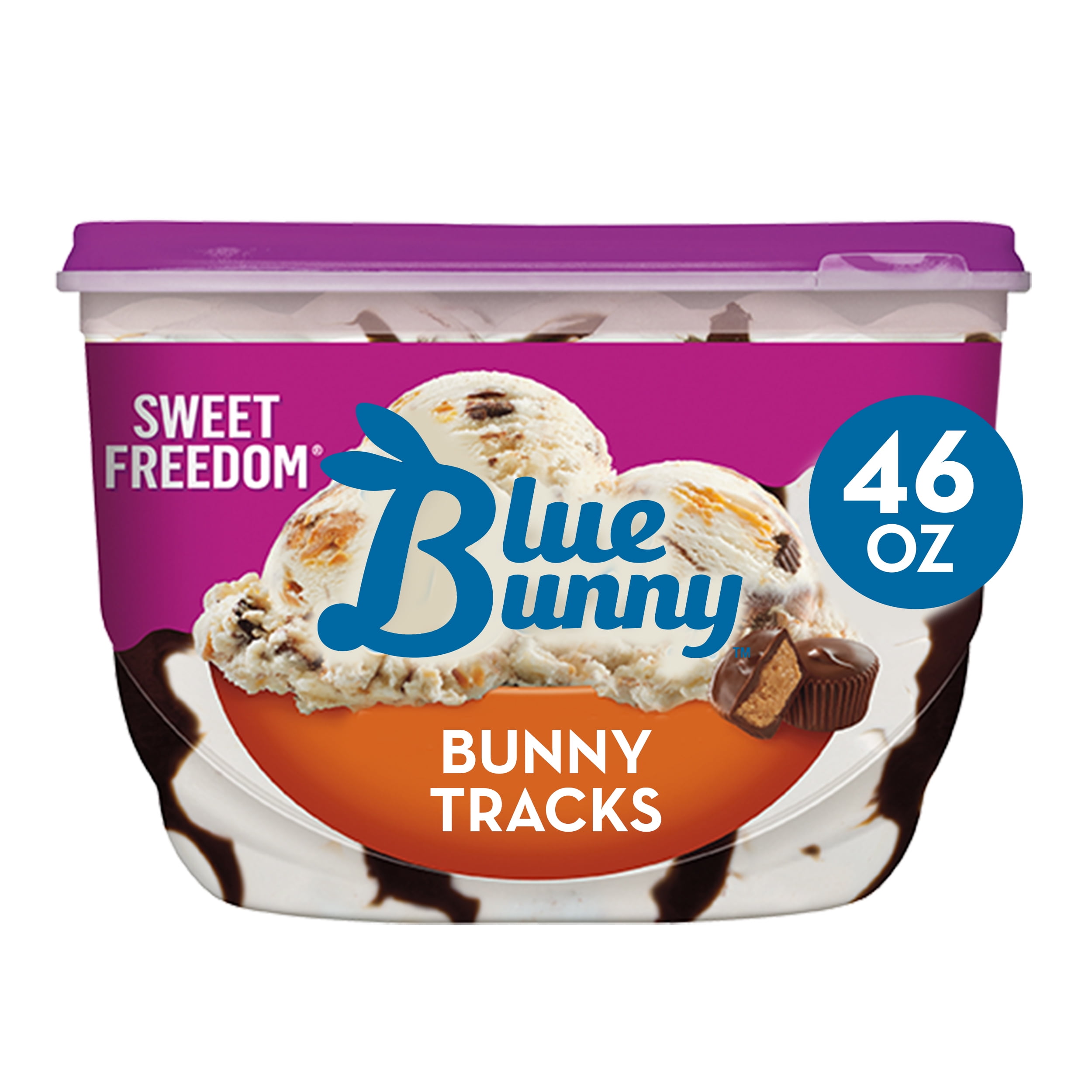 Blue Bunny Sweet Freedom Bunny Tracks Light Ice Cream, 46 fl oz