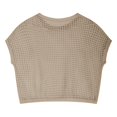 thumbnail image 4 of Womens Off Shoulder Tops, Fall Sweaters for Women Fashion Loose Fit Hollow Knitted Solid Color Short Sleeve Pullover Coverups S-2XL, 4 of 5
