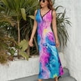 thumbnail image 4 of Maxi Dress Watercolor Tie Dye Dress Psychedelic Sexy V Neck Design Boho Beach Long Dresses Street Wear Big Size Vestido, 4 of 7