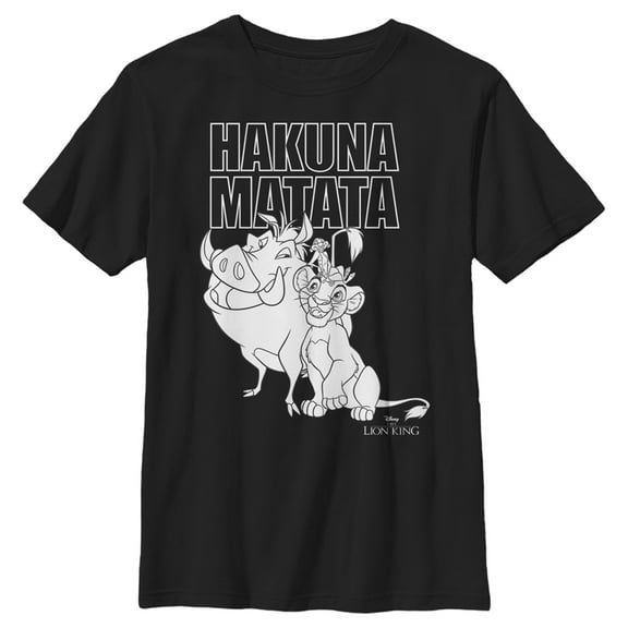 Boy's Lion King Hakuna Matata Friends Graphic Tee Black X Large
