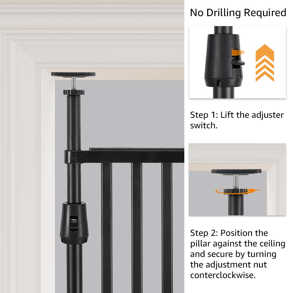 unipaws 75" High Extra Tall Cat Gate, 21"-34" Wide Safety Gate for Doorway, Black
