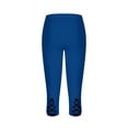 thumbnail image 5 of Stamzod Women's Leggings Summer Solid Color High Waisted Capri Leggings Casual Slim Fitting Plus Size Yoga Capri Pants for Women Blue C M, 5 of 7