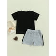 thumbnail image 4 of Toddler Boy Summer Casual Outfits Letter Print T-Shirt Contrast Color Shorts Set 2 Piece, 4 of 9