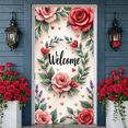 thumbnail image 6 of Floral Theme Welcome Banner Rose Pattern Welcome Backdrop Heart Design Lavender Accent Garden Background for Home Entrance Wedding Reception Garden Party, 6 of 9