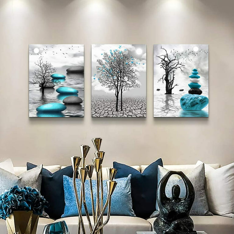 Canvas Wall Art for Living Room Wall Decor for Bedroom Bathroom Black and White Paintings Modern 3 Piece Framed Canvas Art Prints Ready to Hang
