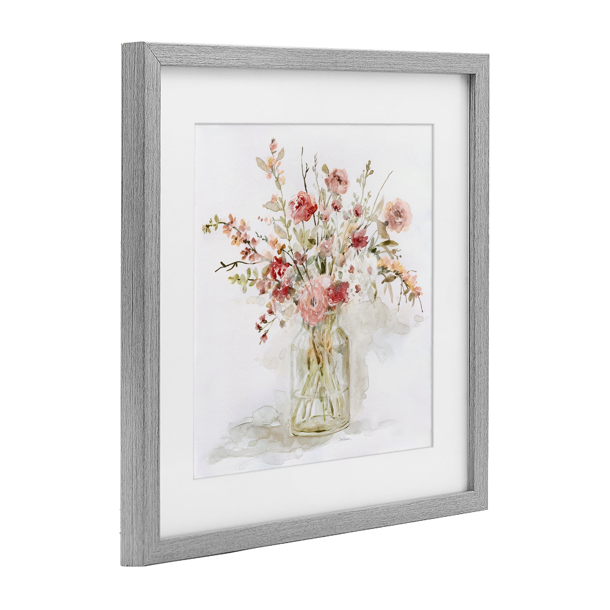 Stupell Industries Springtime Blooms in Glass Vase Gray Framed Print Under Glass, design by Carol Robinson