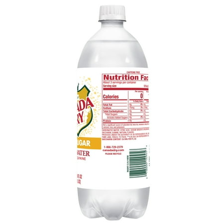Canada Dry Caffeine Free Zero Sugar Tonic Water, 1 L, Bottle