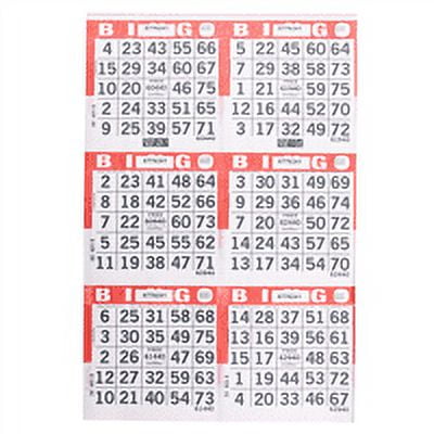American Games Bingo Paper Game Cards - 6 cards - Red - 500 cards per pack, Made in USA