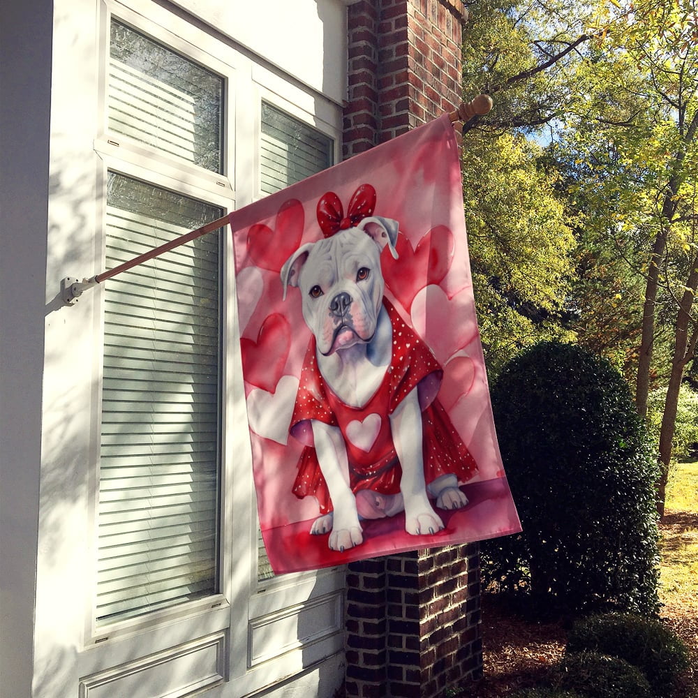 American Bulldog My Valentine House Flag 28 in x 40 in