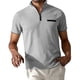 thumbnail image 2 of Blusa y camisa de cuello alto de manga corta para hombre, blusa informal de verano a la moda de color liso con cuello alto y cremallera, blusa/camiseta para hombre., 2 of 8