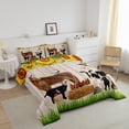 thumbnail image 2 of Western Home Decor Rustic Farmhouse Bedding Set Horse Decor Quilt Farm Animals Comforter Set Cabin Wood Sunflower Gifts for Women Twin,Goose Duck Rooster Country Western Room Decor, 2 of 5