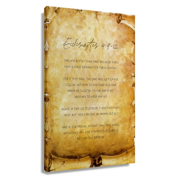 Ecclesiastes 4 9-12 Bible Verse Wall Art Vintage Scripture Poster Decorations For Office Wall Prints For Bedroom Framed 16×24 in