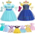 thumbnail image 2 of Disney Frozen Elsa Anna Princesa Vestido Blancanieves Aurora Jasmine Rapunzel Cenicienta Ariel Disfraces Niñas Fiesta de cumpleaños Ropa 5-6T (Tag130) Gao Jinjia LED, 2 of 2