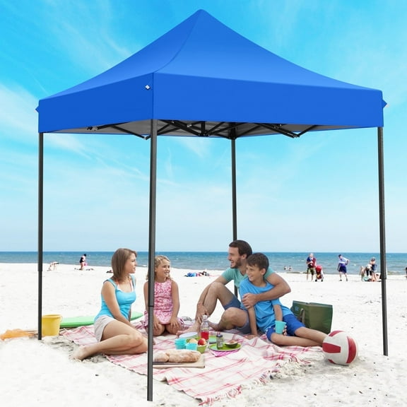 HOTEEL 6.5x6.5 FT Pop up Canopy, Waterproof Commercial Canopy Tent,Outdoor Garden Gazebo, with Carry Bag,Blue