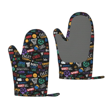

Hirioo Basketball for Silicone Oven Mitts for BBQ Baking Cooking Set of 2 Heat Resistant 260℃ Non-Slip Kitchen Essentials