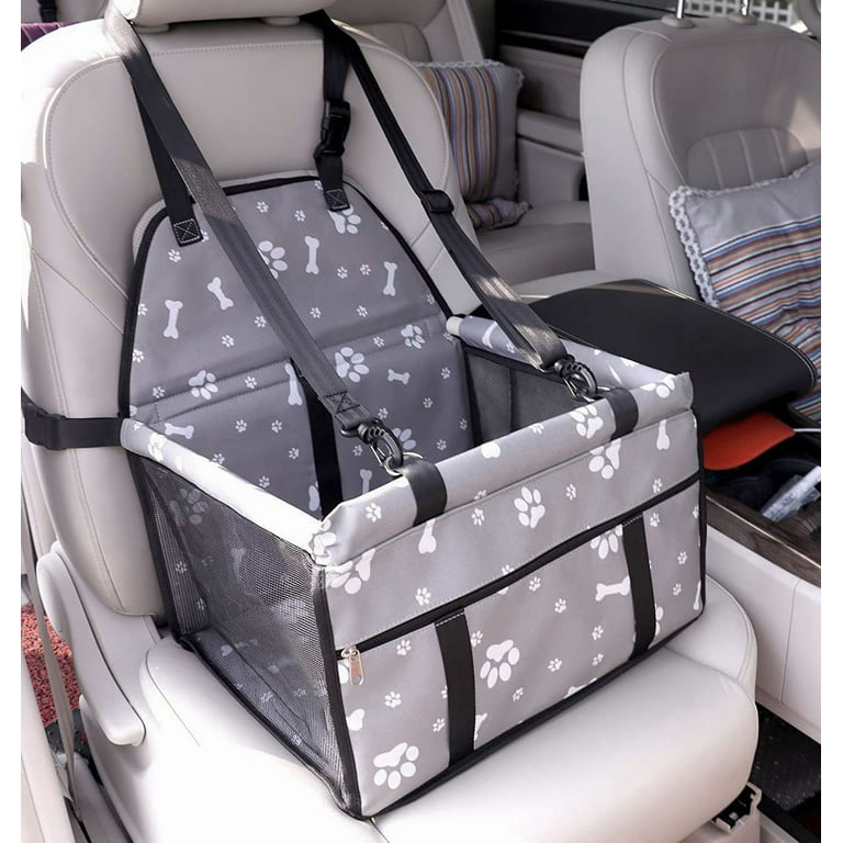 Dog Car Seats, Breathable and Foldable Pet Car Basket, Portable Pet Safety Seat for Small and Medium-Sized Pets, Gray