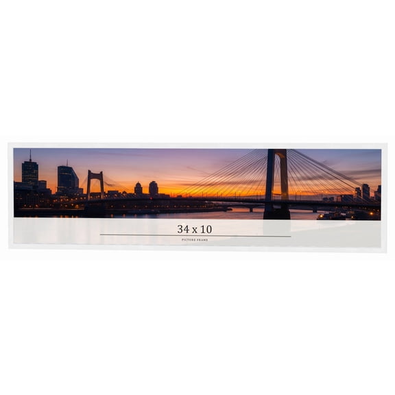 34x10 Frame White Real Wood Picture Frame Width 0.75 inches | Interior Frame Depth 0.5 inches |