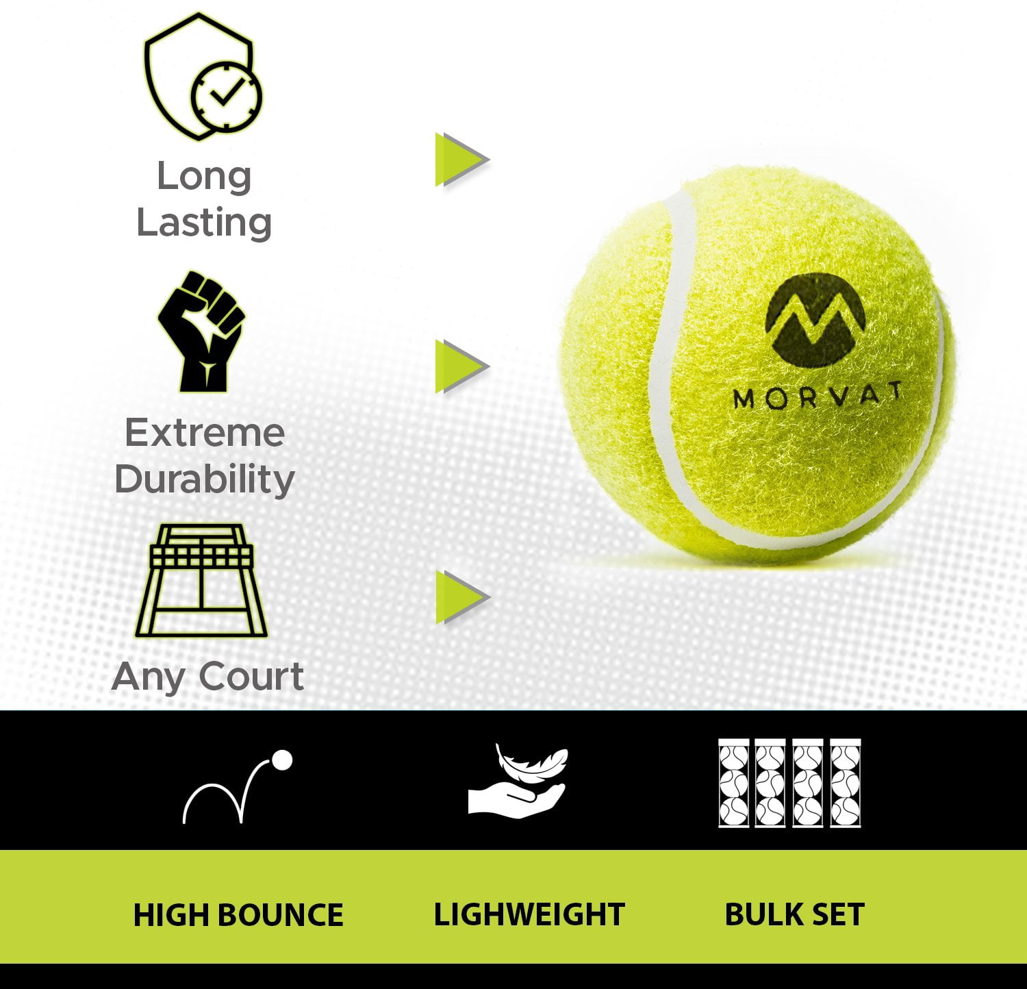 Morvat Professional Heavy Duty & High Pressured Tennis Balls, 12 Pack