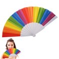 thumbnail image 1 of 10 abanicos de mano de arcoíris, abanicos de mano plegables Pride Fan, abanicos de mano coloridos, abanicos plegables de plástico para eventos de festivales de música y suministros de baile, 1 of 6