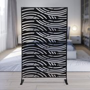 Miumaeov 3.7ft x 6ft Black Steel Outdoor Panel Privacy Screen