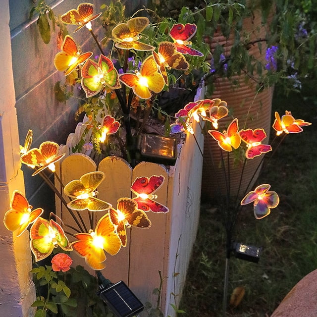 El camino solar de la mariposa enciende la luz cálida de la estaca del LED para la decoración exterior JShteea El nuevo