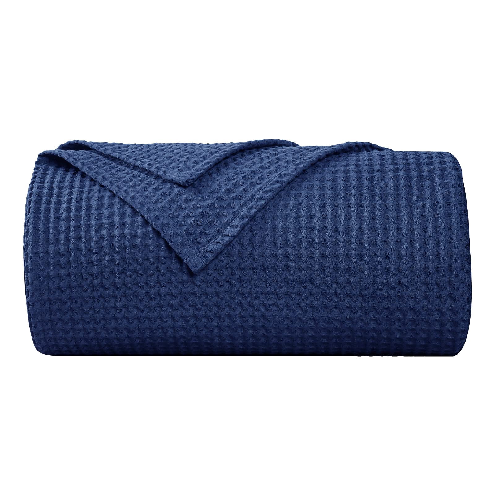 PHF 100 Cotton Waffle Weave Blanket King Size 104 x 90 Summer Blanket Lightweight Soft Breathable Perfect Blanket Layer for Couch Bed Sofa All Season Use Elegant Home Decoration Navy Blue Walmart