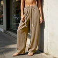thumbnail image 6 of HomeDM Women's Pants Wide Leg Sweatpants with Pockets Khaki Loose Drawstring Lounge Trousers for Athletic Work Size S, 6 of 9