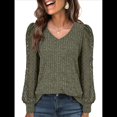 thumbnail image 3 of Blusas de Encaje de Larga para Mujer, Suéteres de Cuello en V A para Otoño 2025, Atuendos Elegantes e Informales de Invierno Verde XL, 3 of 8