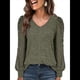 thumbnail image 3 of Blusas de Encaje de Larga para Mujer, Suéteres de Cuello en V A para Otoño 2025, Atuendos Elegantes e Informales de Invierno Verde XL, 3 of 8