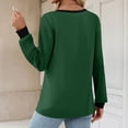 thumbnail image 4 of WTOBBY Women's Fashion Casual Top with V-Neck and Color Block Design, Long Sleeve Shirt Style for Stylish Outfits, Comfort Fit for Everyday Use, Great for Layering,Dark Green S, 4 of 5