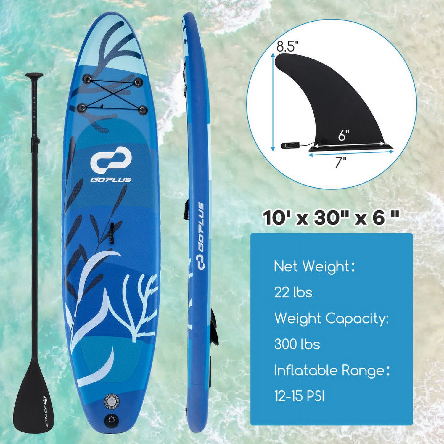 GVN Inflatable Stand Up Paddle Board Sup Board with Premium SUP Accessories-S