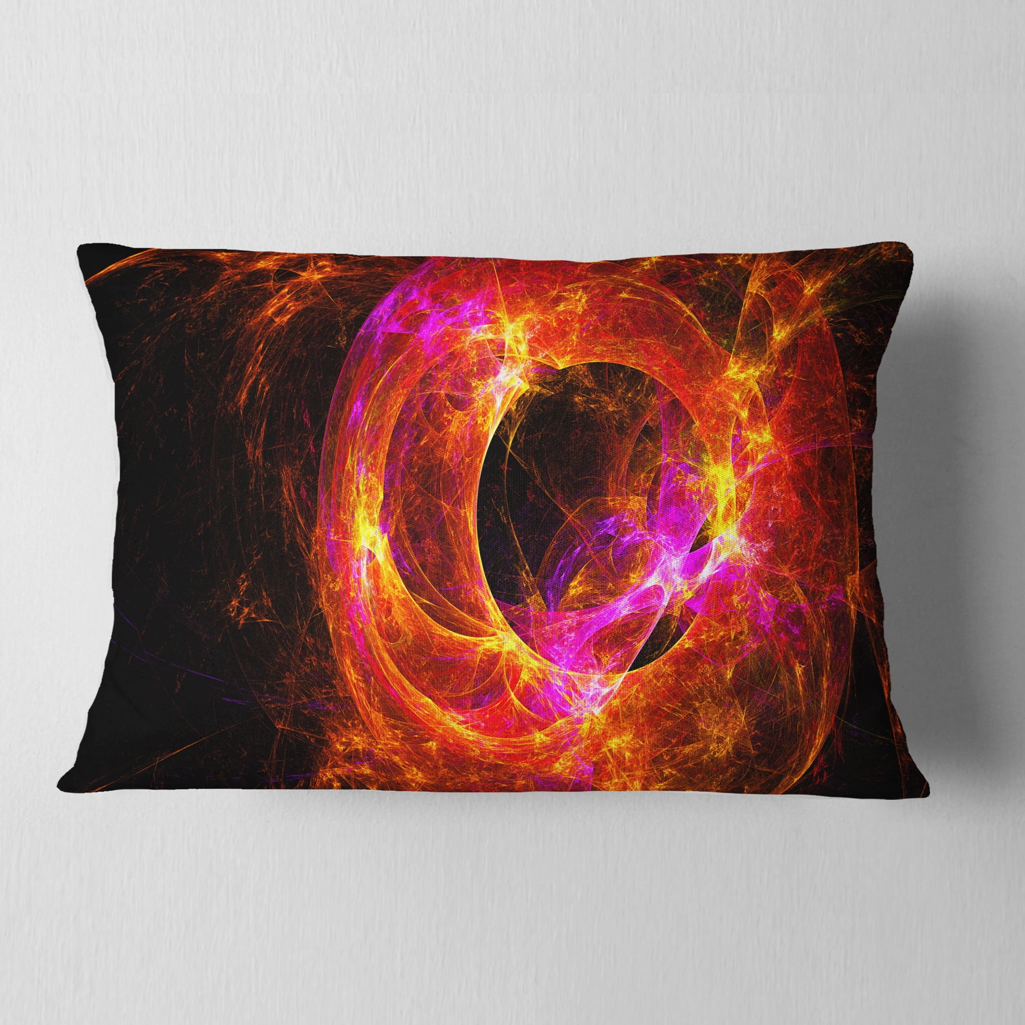 Designart Far Spherical Galaxy Red - Abstract Throw Pillow - 12x20