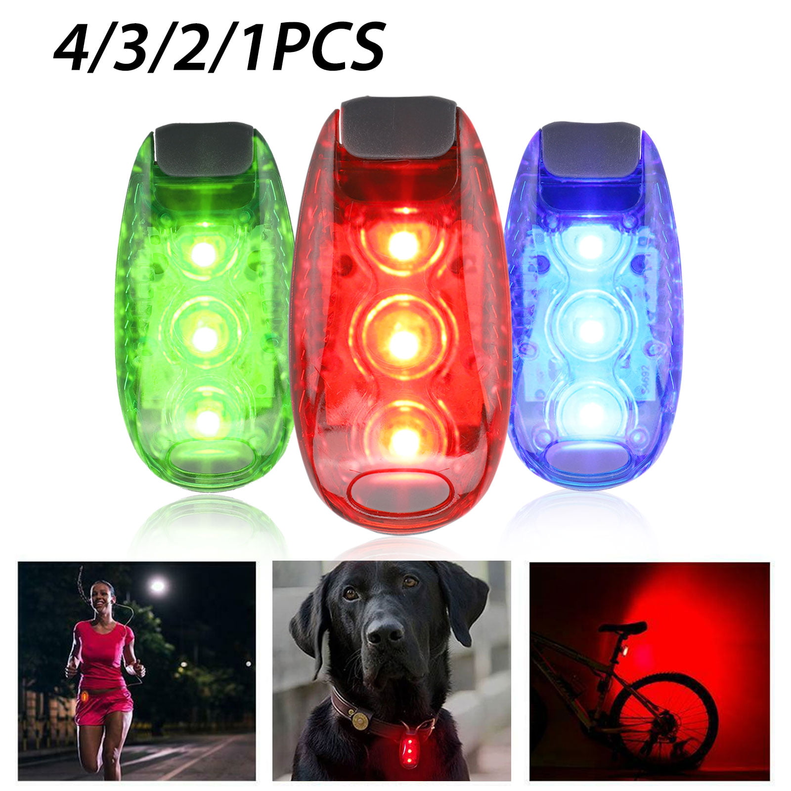 Walking Nighttime Cycling Dogs LED Safety Lights 3 Modes Clip on Strobe/Running Light/Waterproof Bike Rear Tail Light/Flashing Dog Collar with Clip on Velcro Straps for Running