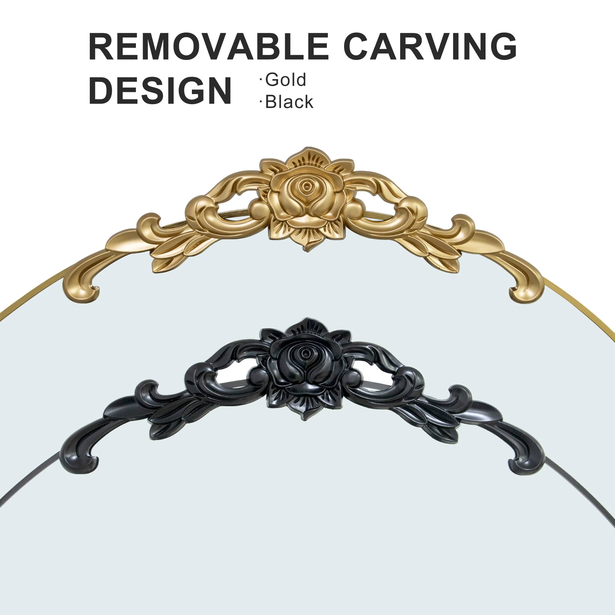 MAYEERTY 71"x31" Aluminum Alloy Full-length Mirror ,Thin Edged Arched Mirror for Bathroom with Bracket, Gold