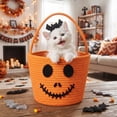thumbnail image 4 of YOYTOO 3.6L Cute Halloween Basket for Kids, Cotton Rope Pumpkin Candy Basket with Handle, Halloween Party Decorations, Trick or Treat Basket Bins, Orange, 4 of 10